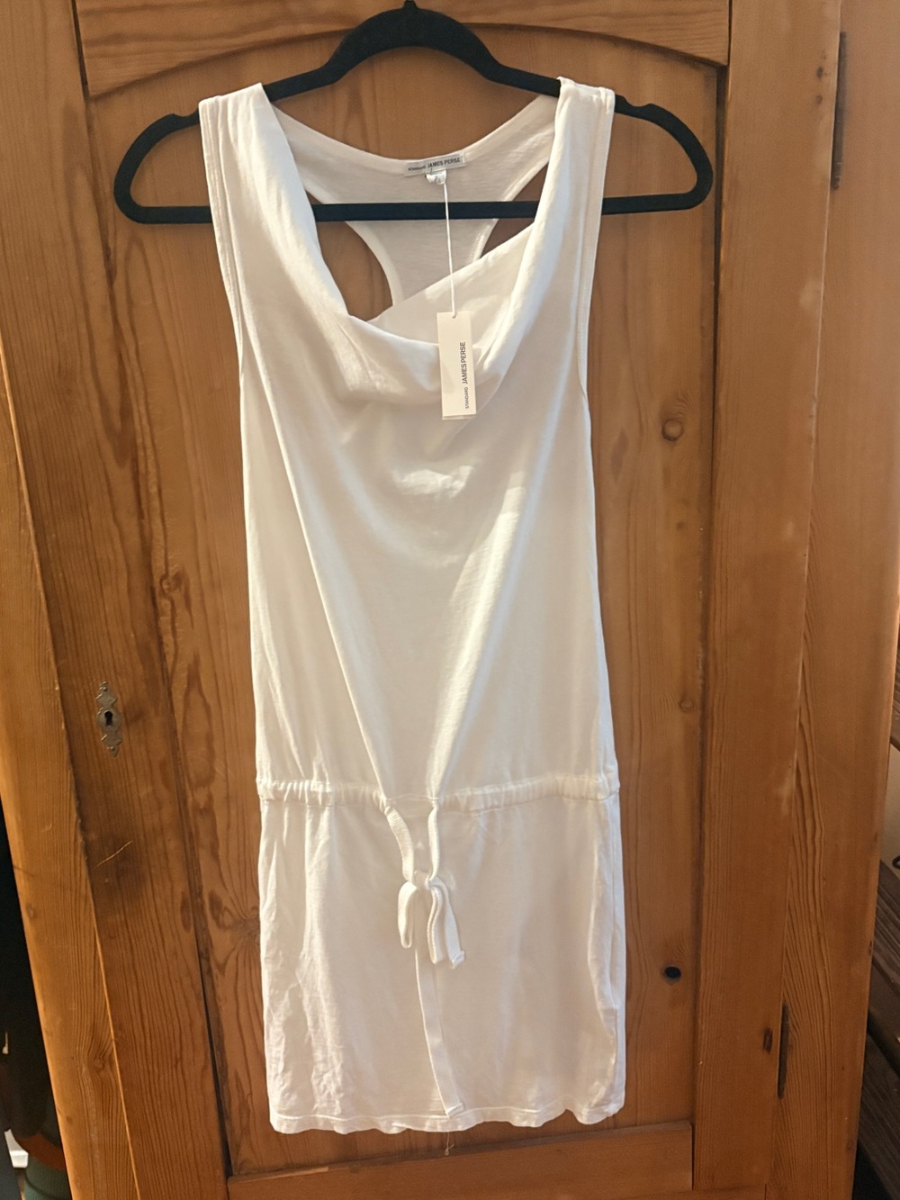 NWT James Perse sz 0 (XS) 100% Cotton White Scoop Racerback Tank Dress